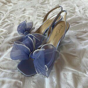 Never worn! Betsey Johnson Purple Slingback Heels with Tulle Bow Detail, Size: 8